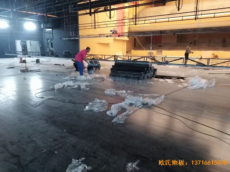 河北廊坊益田同文学校舞台运动木地板铺设案例