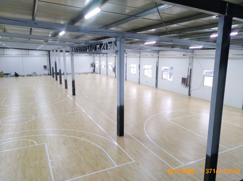 河南濮阳永康篮球训练中心体育木地板施工案例
